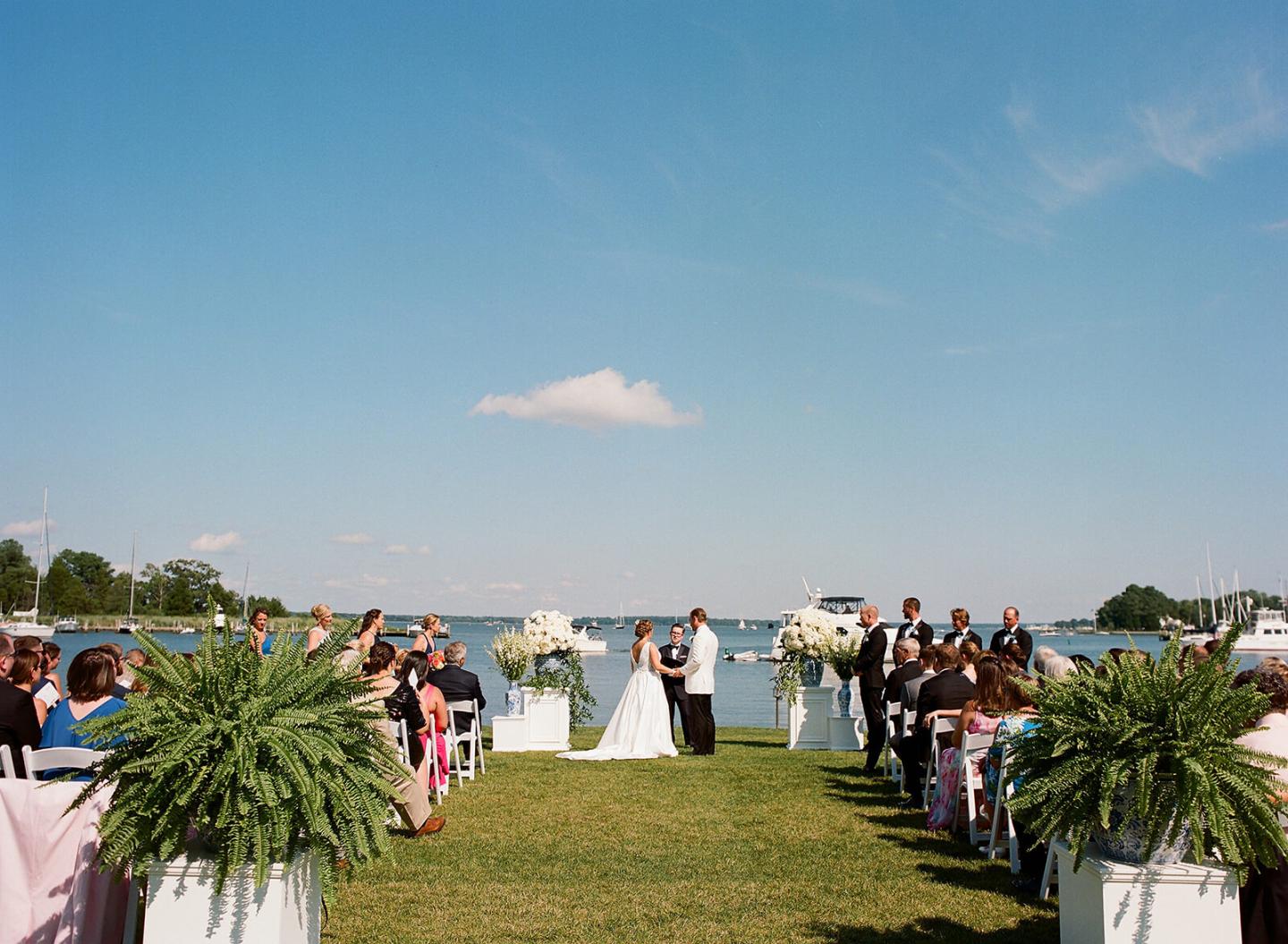 Wedding ceremony on The Pointe overlooking the Miles River
